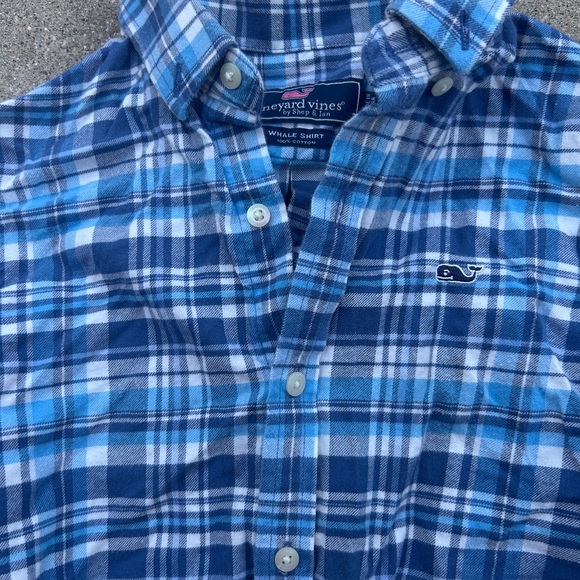 Vineyard Vines Kids Navy and Light Blue Checkered Shirt - Picture 2 of 3